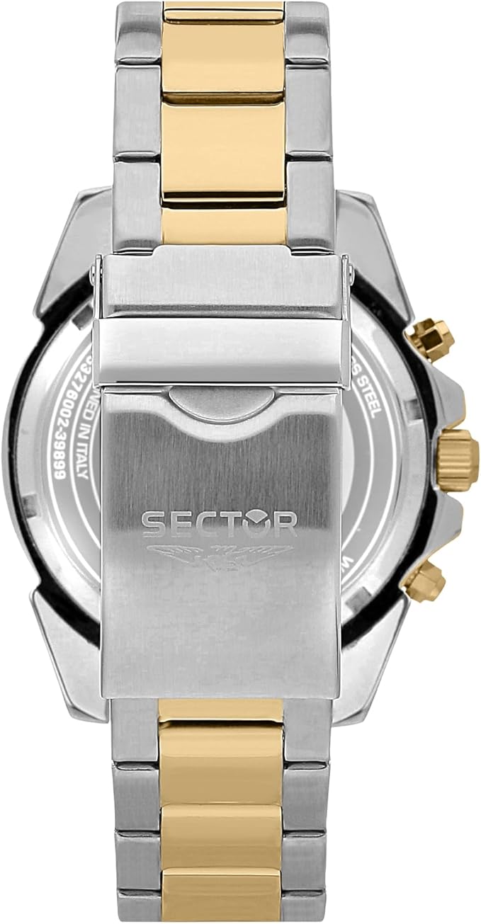 Orologio Sector Uomo Acciaio Argento e Oro Lunetta e Quadrante Blu Cronografo _R3273776001
