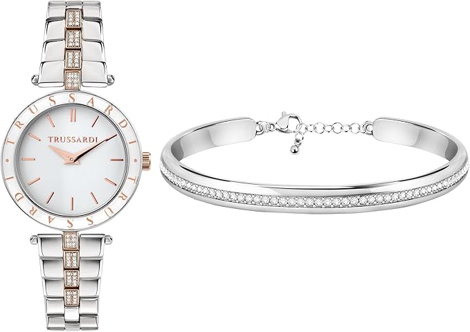Orologio Trussardi Donna Acciaio Cinturino Bicolor Cristalli + Bracciale _R2453145507