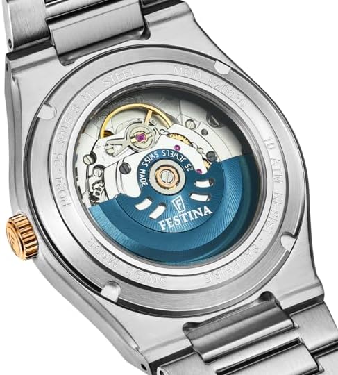 Orologio Uomo Festina Automatico Acciaio Quadrante Blu Lunetta Rame Tempo e data _F20030-2