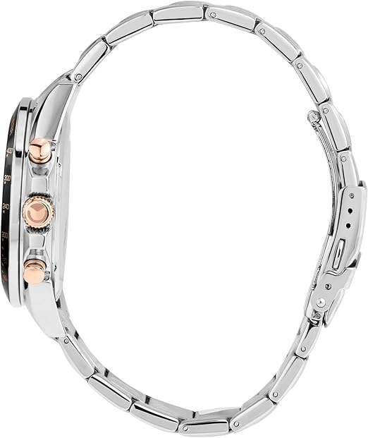 Orologio Uomo Sector Acciaio Argentato e Rame Quadrante Nero Cronografo _R3273776007
