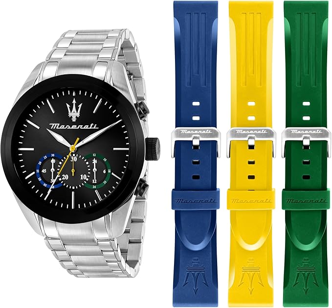 Orologio Maserati Traguardo Prisma Edition Triplo Cinturino Silicone Blu Giallo Verde Crono _R8873612061