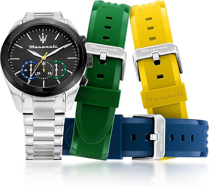 Orologio Maserati Traguardo Prisma Edition Triplo Cinturino Silicone Blu Giallo Verde Crono _R8873612061