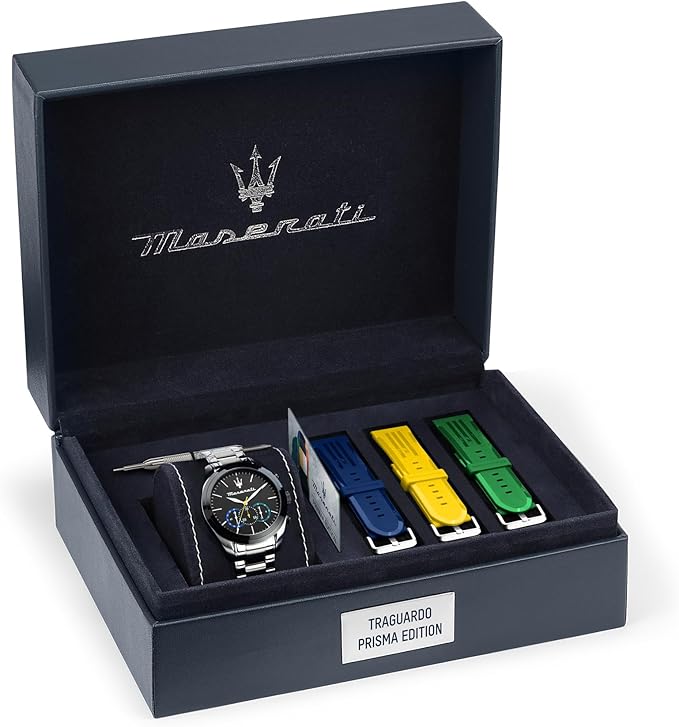 Orologio Maserati Traguardo Prisma Edition Triplo Cinturino Silicone Blu Giallo Verde Crono _R8873612061