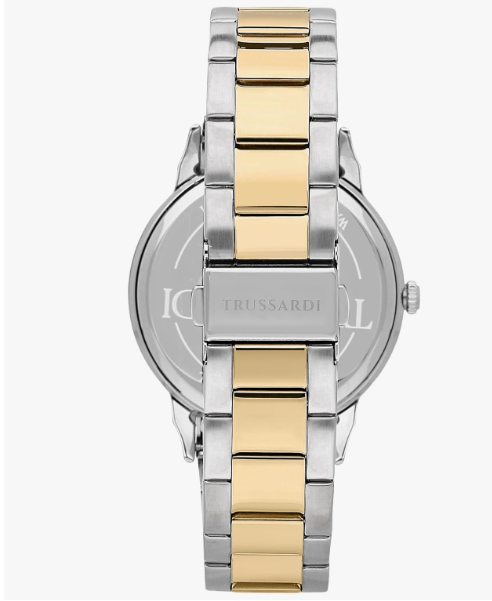 Orologio Trussardi Uomo Acciaio Tempo e Data Acciaio Argento e Oro Quadr. Blu _R2453141001