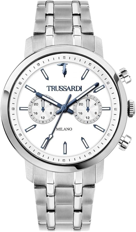 Orologio Trussardi Uomo Acciaio Cronografo Quadrante Argentato Logo _R2453147004