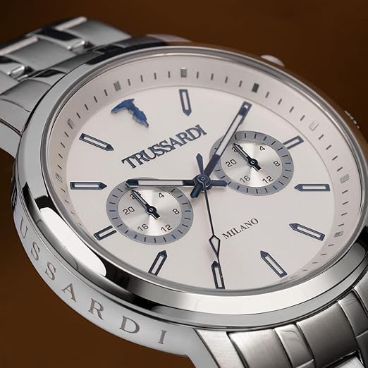 Orologio Trussardi Uomo Acciaio Cronografo Quadrante Argentato Logo _R2453147004