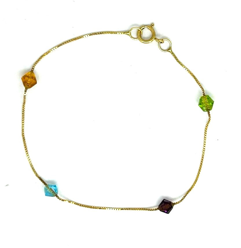 Bracciale Bambina Oro Giallo18 KT N. 4 Pietre colorate _BR018