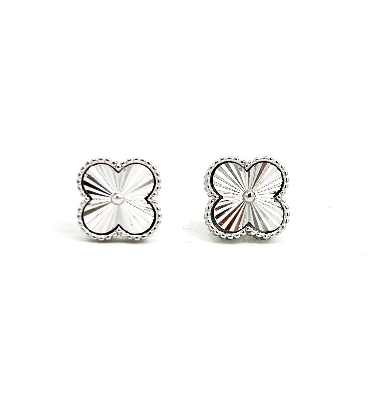 Vancleef Damen-Ohrringe aus 925er Silber mit vierblättrigem Kleeblatt_LSO09