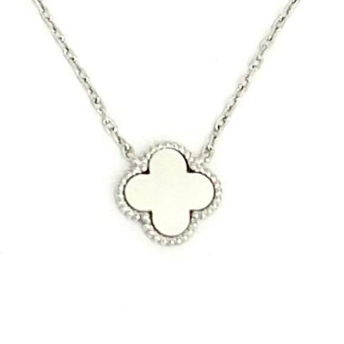 Collana Donna Argento 925 Vancleef Argentato Quadrifoglio Madreperla _LSC23