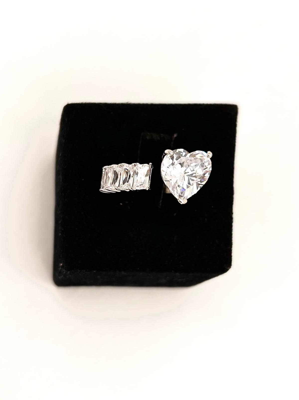 The Writings of Love Ring für Damen, 925 Silber, halboffen, Kristallherz _LSA15