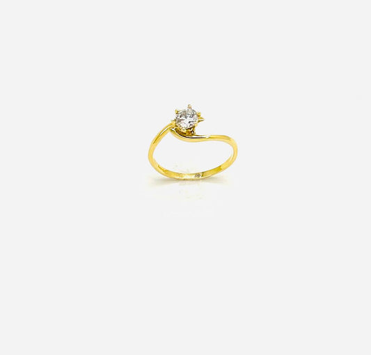 Anello Donna Oro Giallo 18 KT Solitario con Zircone n.15 _AN005