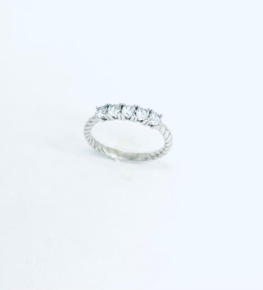 Anello Donna Oro Bianco 18 kt Veretta Zirconi n.14 _AN019