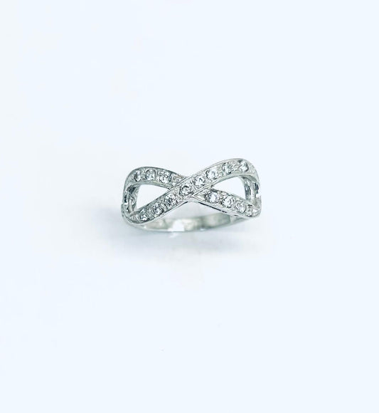 Anello Donna Oro Bianco 18 kt Infinito Zirconi n.14 _AN020