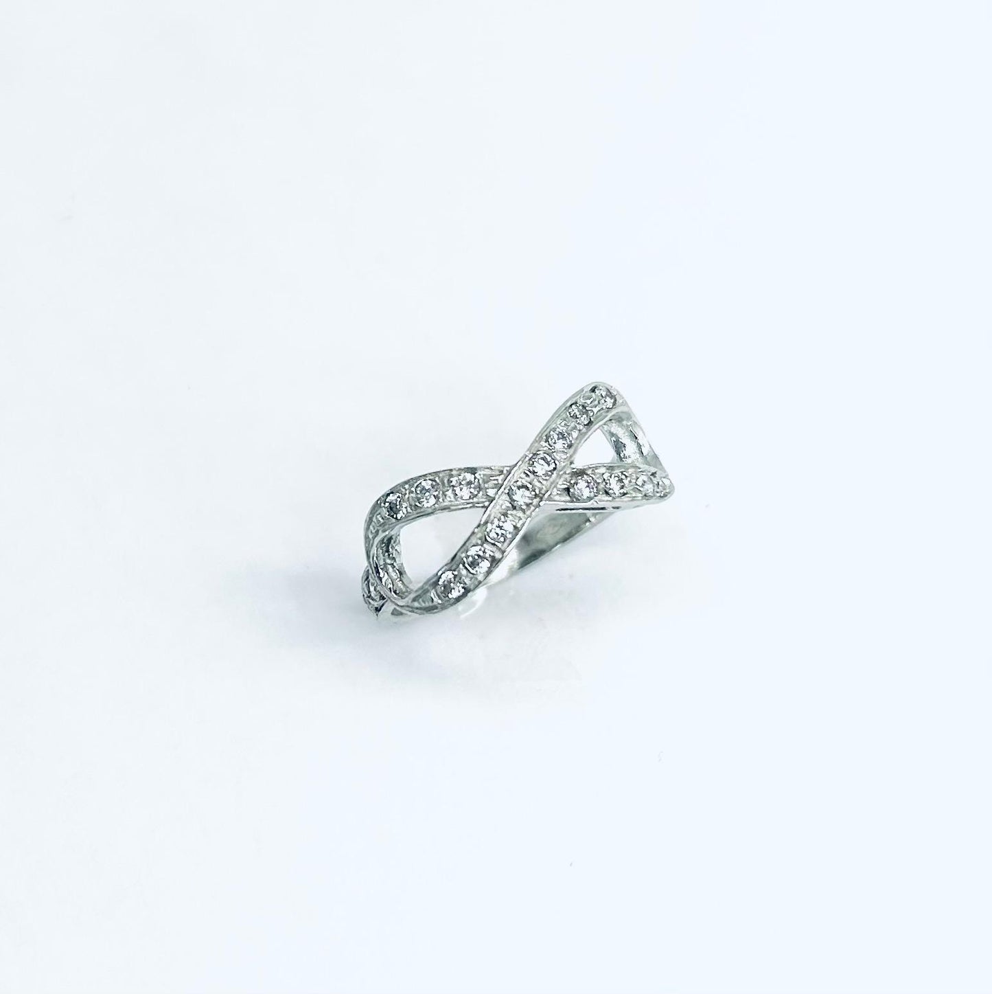 Anello Donna Oro Bianco 18 kt Infinito Zirconi n.14 _AN020