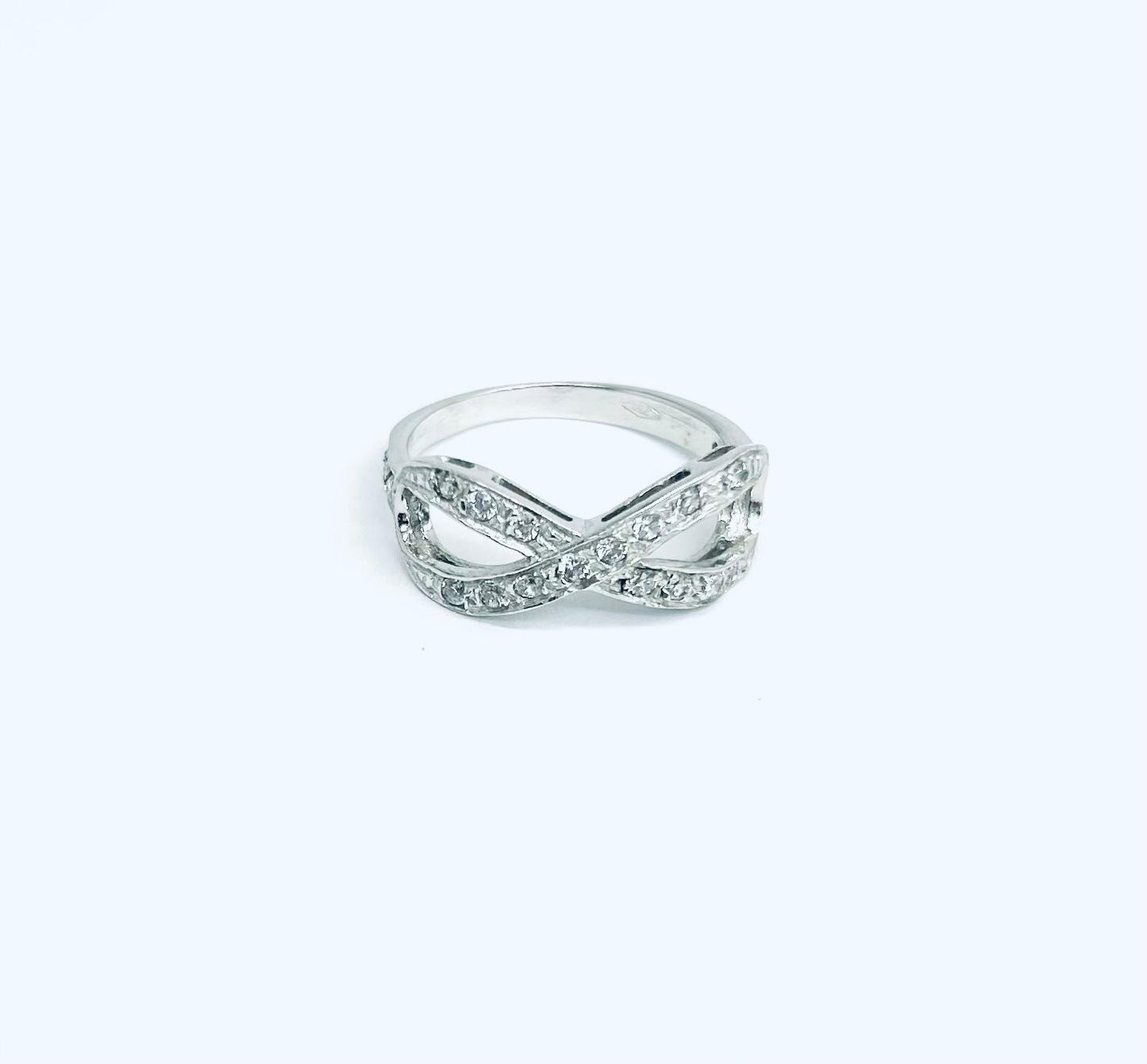 Anello Donna Oro Bianco 18 kt Infinito Zirconi n.14 _AN020