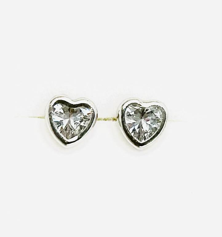 Orecchini Donna Oro Bianco 18 kt Zircone Forma Cuore _OR001