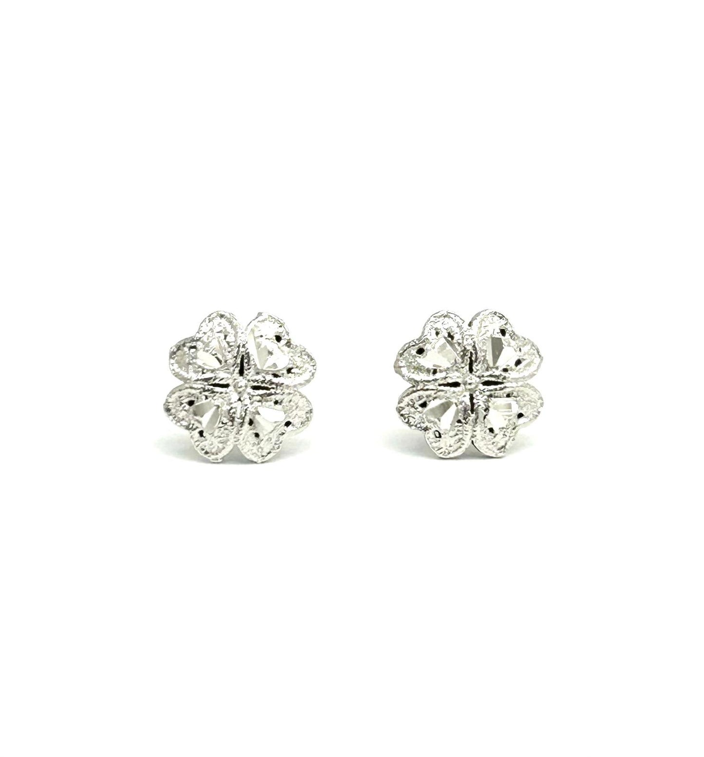 Orecchini Donna Oro Bianco 18 kt Quadrifoglio Martellato _OR005