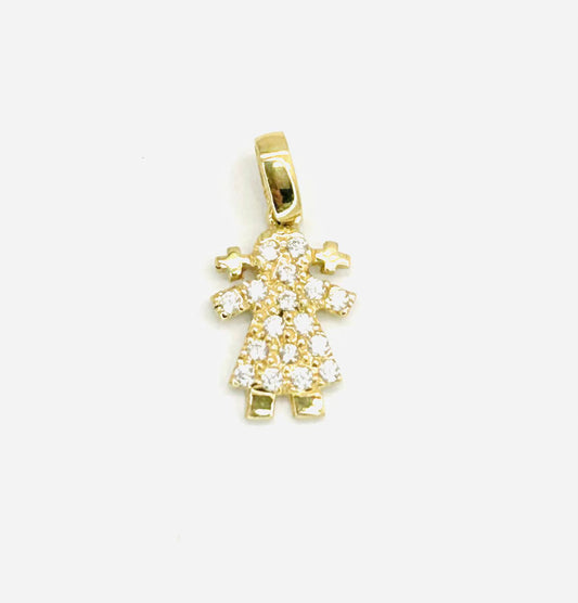Ciondolo Oro Giallo 18 kt Bimba Zirconi _CI003