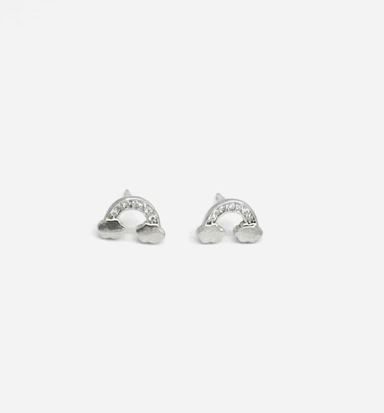 Orecchini Bambina Oro Bianco 18 kt Arcobaleno Zirconi _OR027