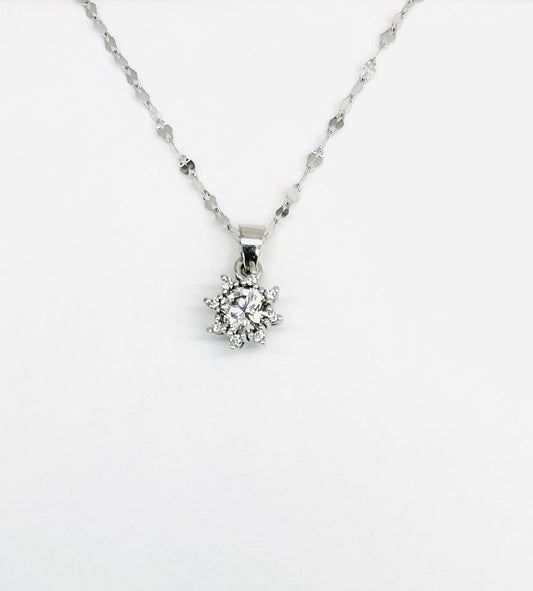 Collana Donna Oro Bianco 18 KT Punto Luce Zirconi Bianchi _CL010