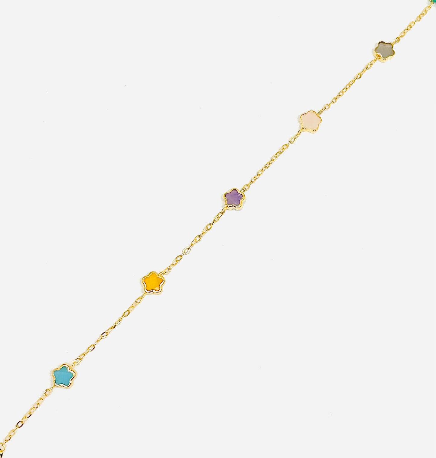 Bracciale Donna Oro Giallo 18 kt Fiorellini Colorati _BR042