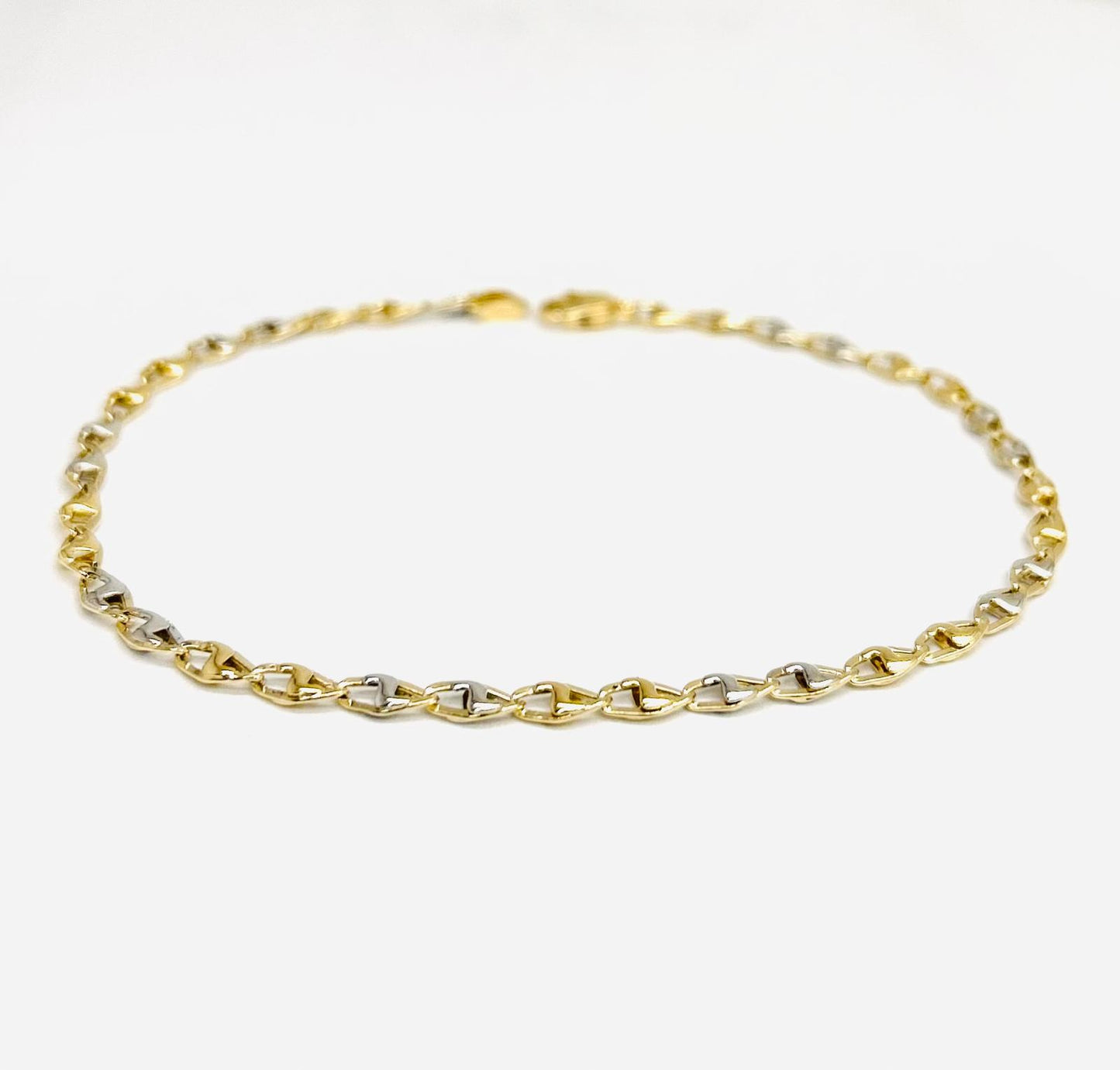 Bracciale Uomo Oro Giallo e Bianco 18 kt Catena _BR058