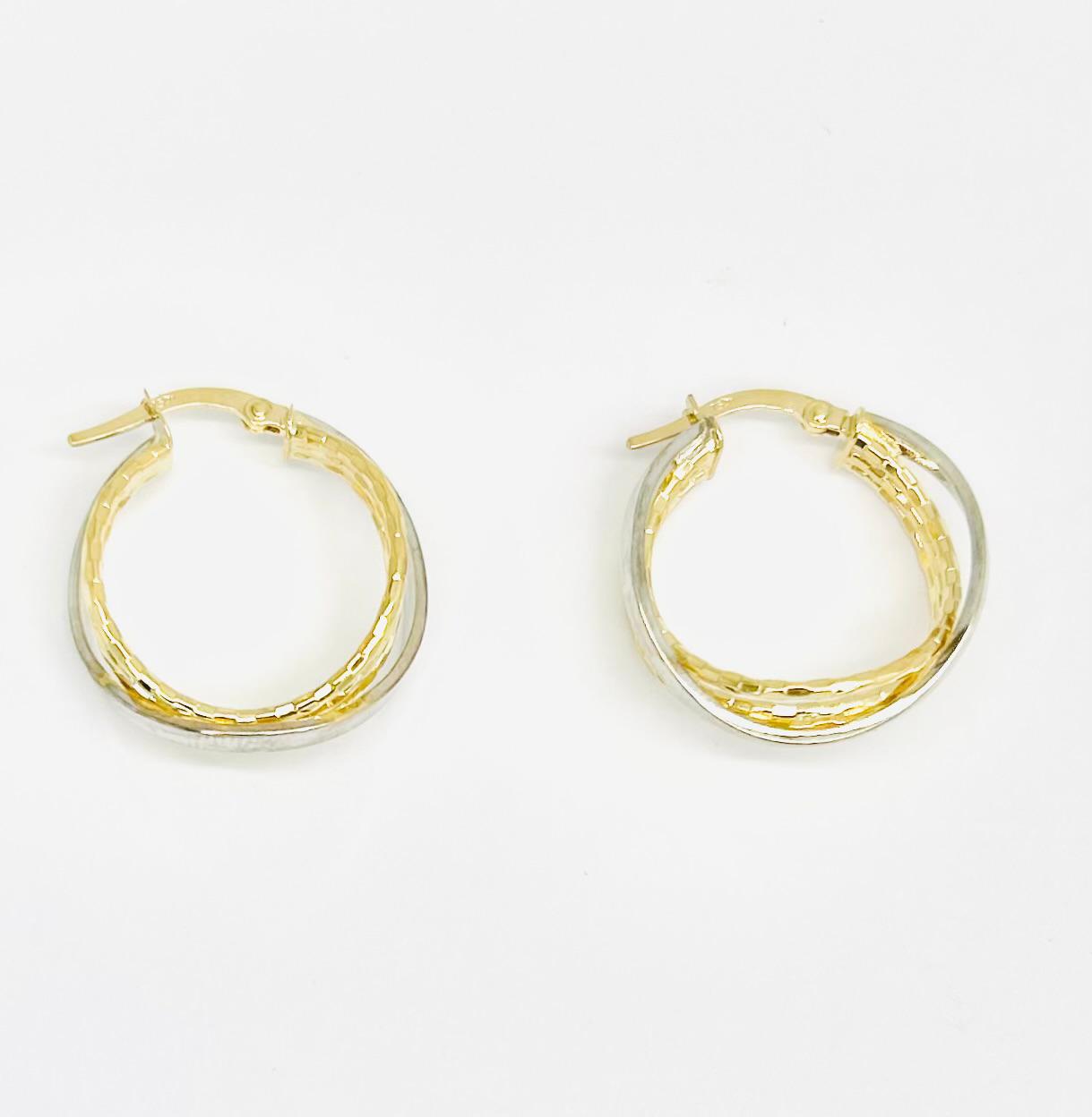 Orecchini Cerchio Donna Oro Giallo e Bianco 18 kt _OR029