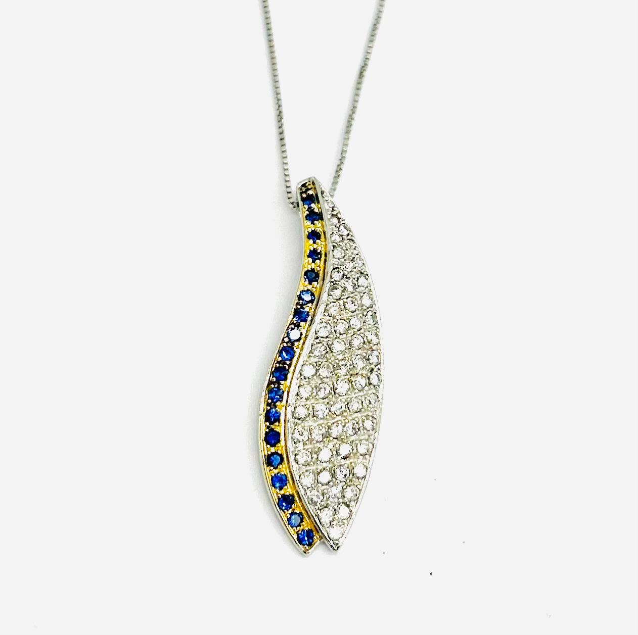 Collana Donna Argento con Pendente Zirconi Bianchi e Blu _ARC002