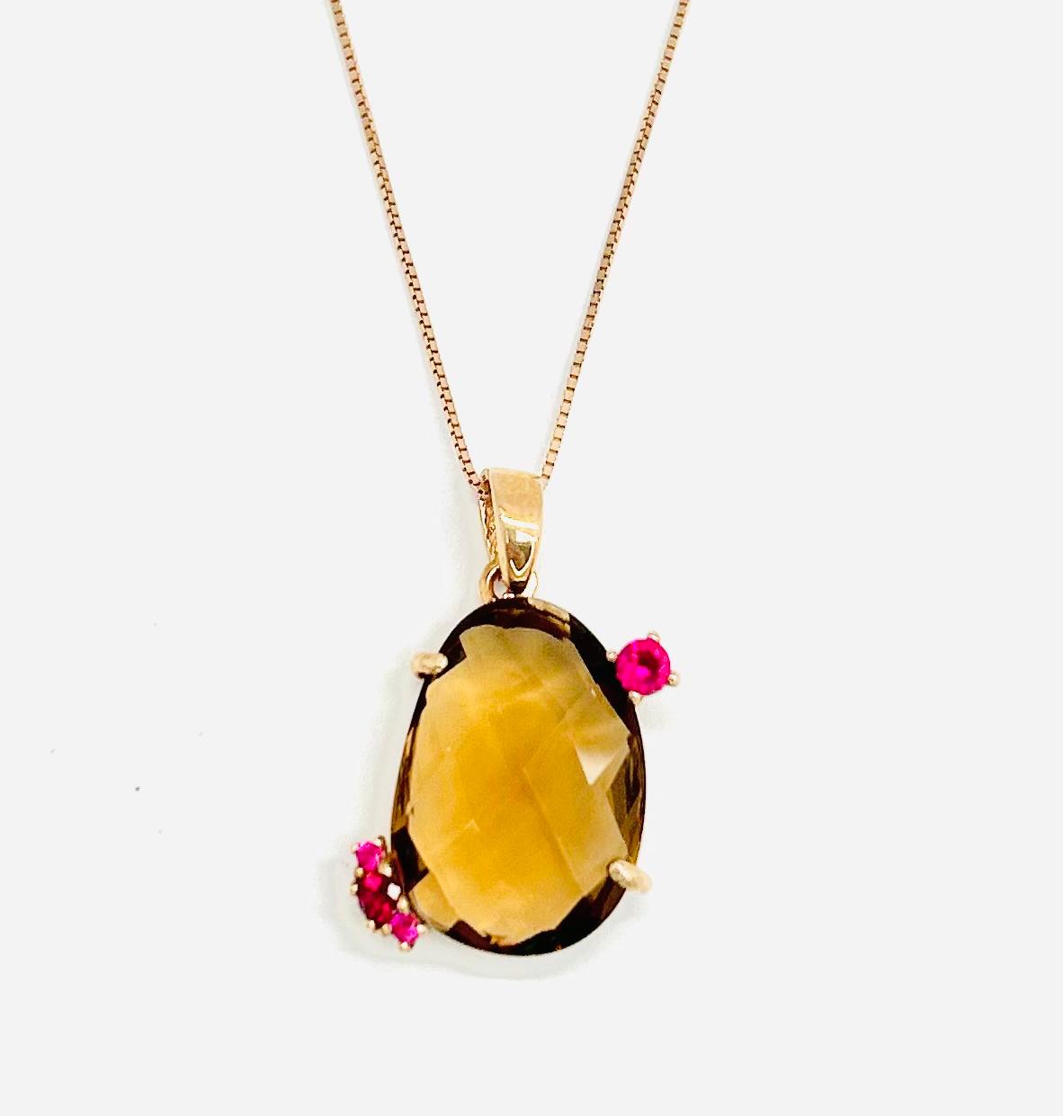 Collana Donna Argento Ramato con Pendente Topazio _ARC003