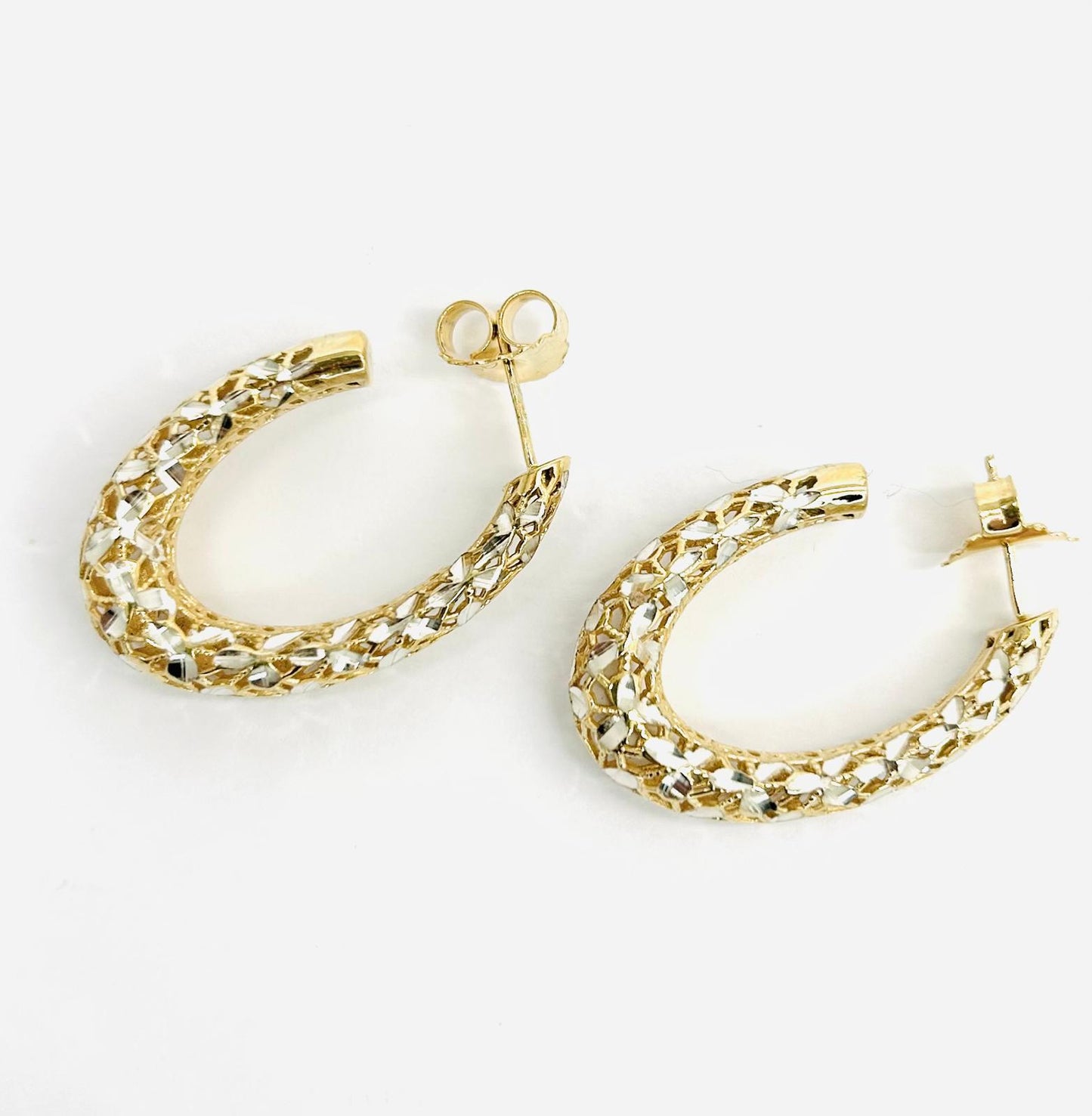 Orecchini Ungari Donna Argento Rodiato Cerchio Ovale Dorato e Argentato _AGO003