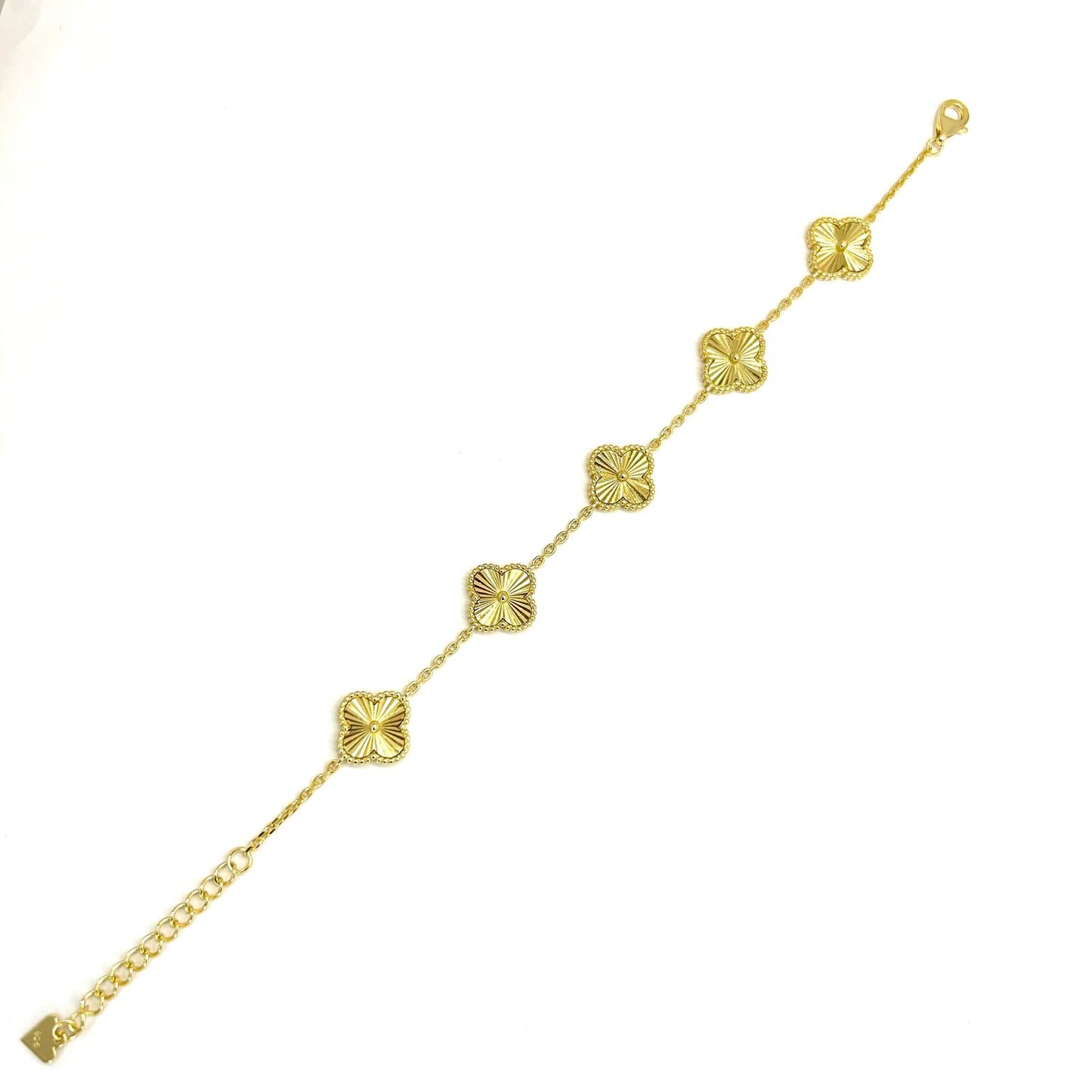 Vancleef Damenarmband aus 925er Silber mit goldenen vierblättrigen Kleeblättern _LSB05