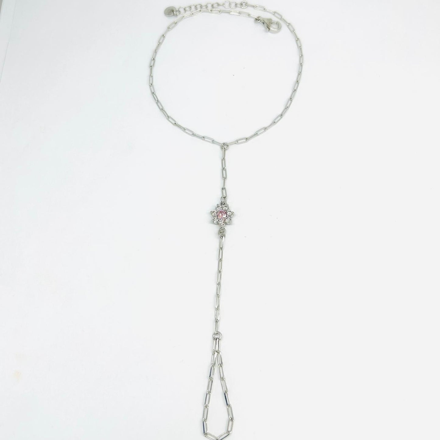 The Writings of Love Handkuss-Armband für Damen, 925er Silber, rosa Blume _LSB40