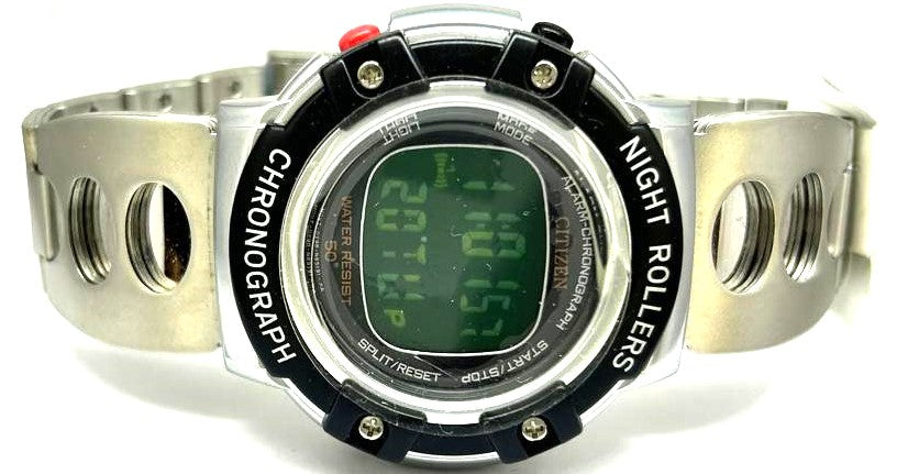 Orologio Uomo Citizen Acciaio Argento Digitale Night Rollers _MC5004-55W