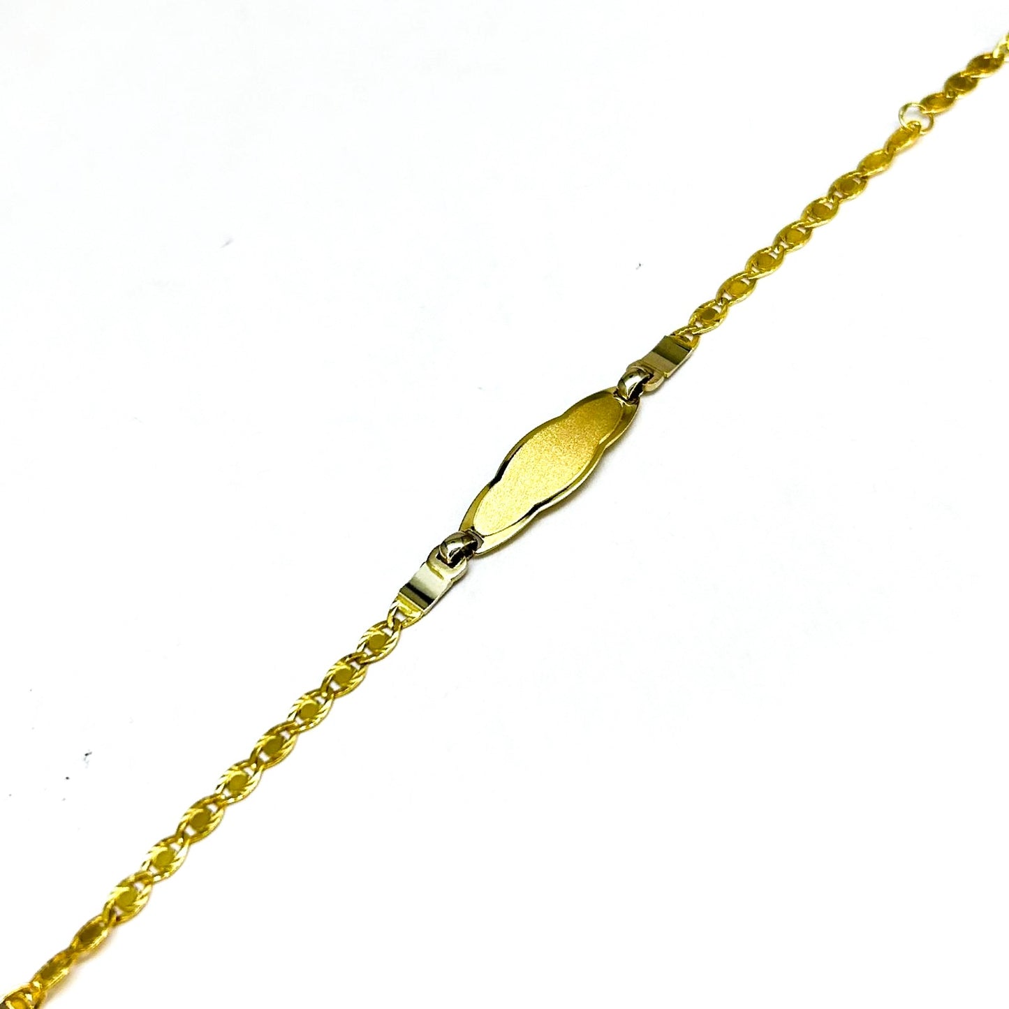 Bracciale Bambini Unisex Oro Giallo 18 KT Targhetta Vignetta Maglia Piatta _BR008