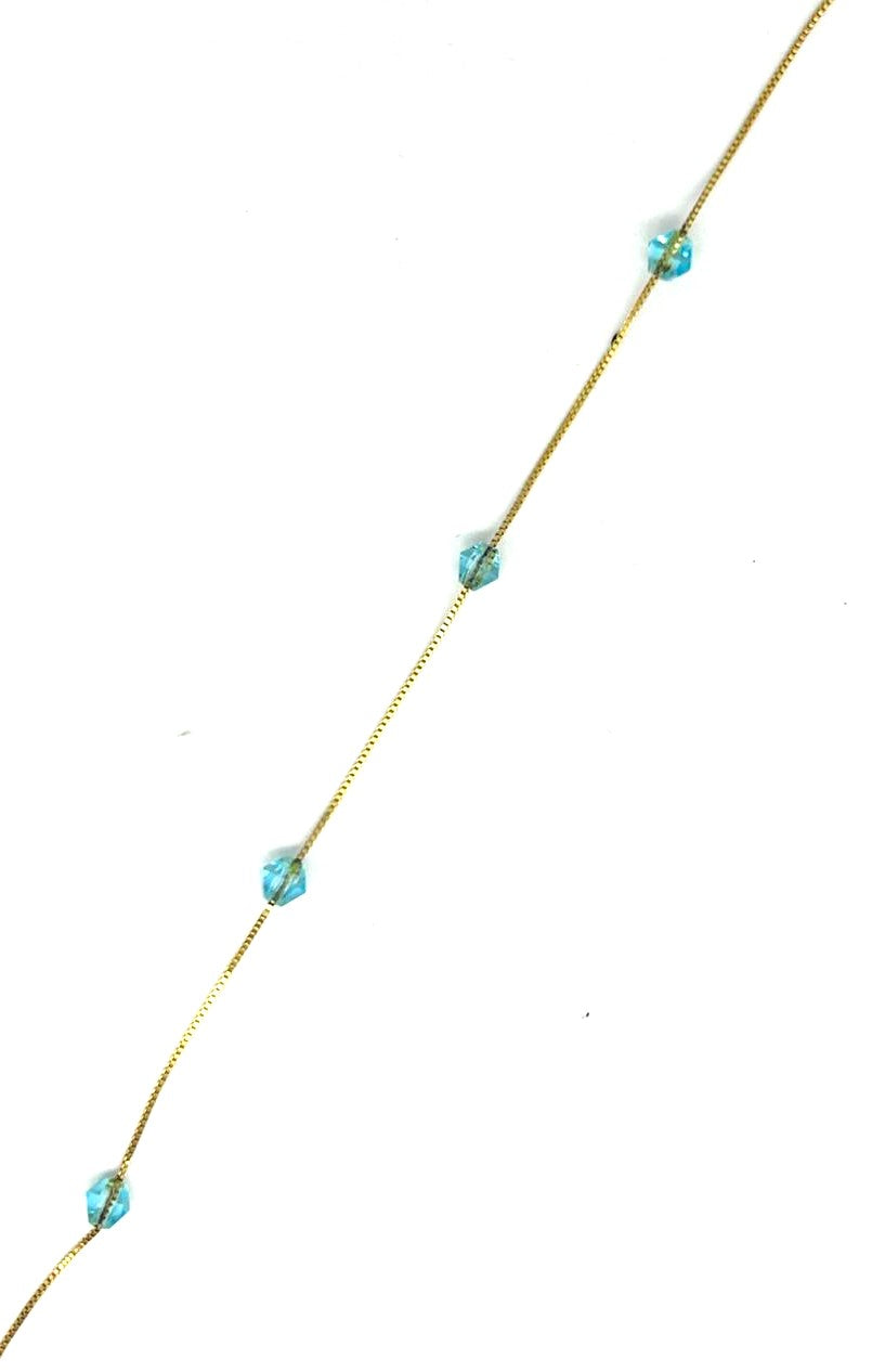 Bracciale Bambina Oro 18 KT Giallo N. 4 Pietre Azzurre _BR019