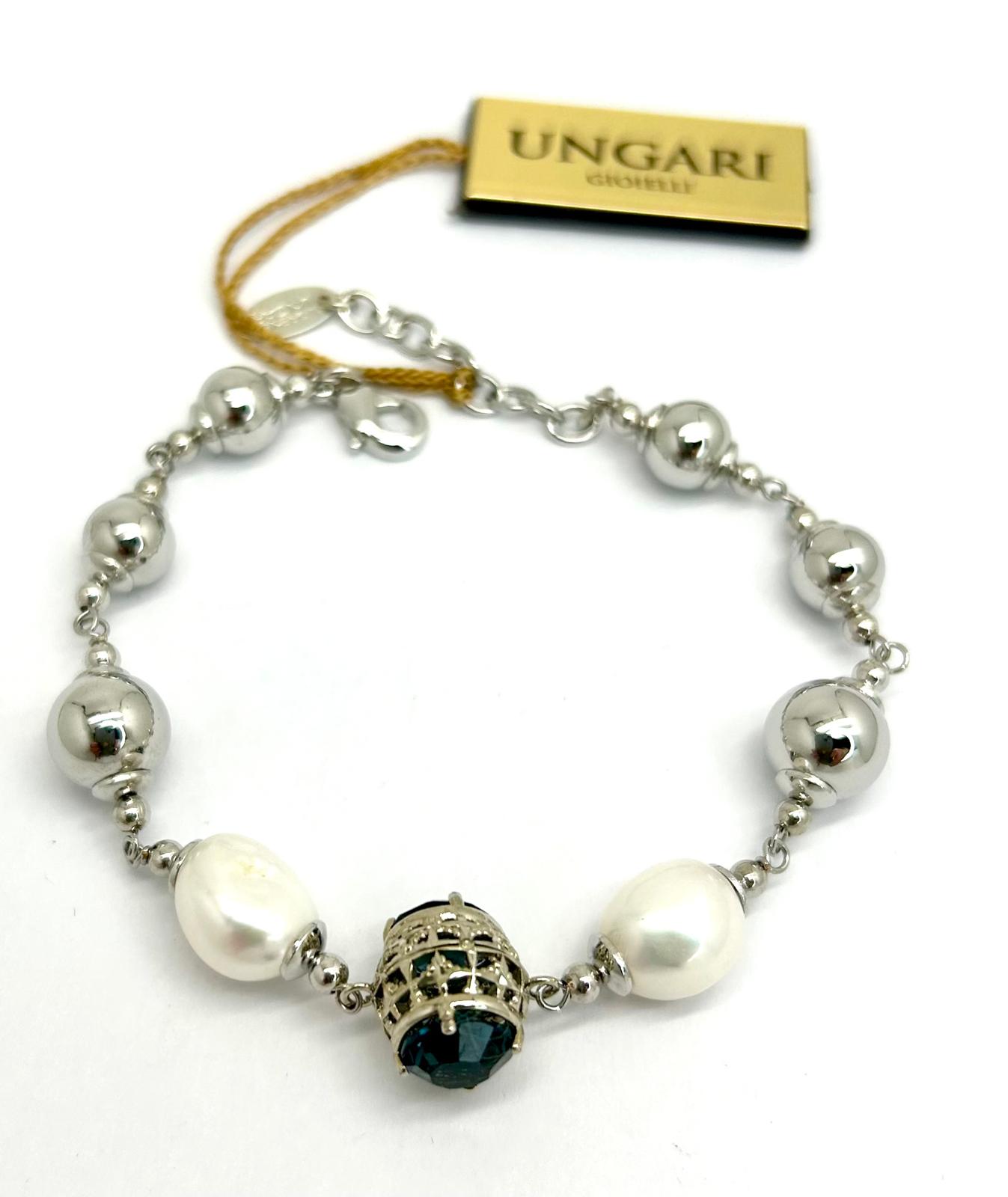 Bracciale Ungari Donna Bronzo Perle Barocche Acquamarina _BR008