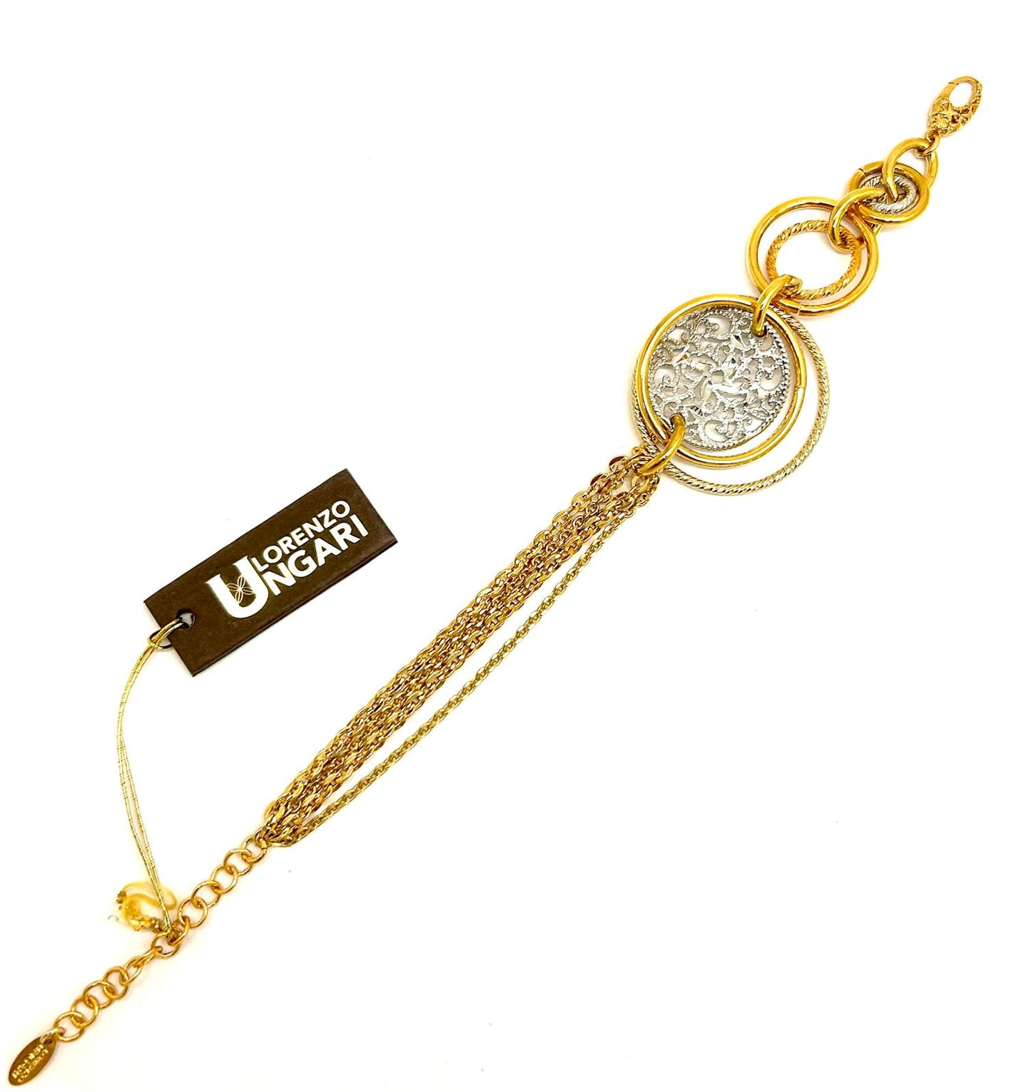 Bracciale Ungari Bronzo Donna Dorato Con Centrale Cerchio Argento BELLA _BR004