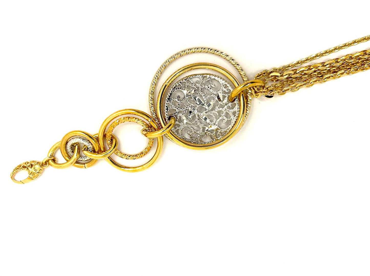 Bracciale Ungari Bronzo Donna Dorato Con Centrale Cerchio Argento BELLA _BR004