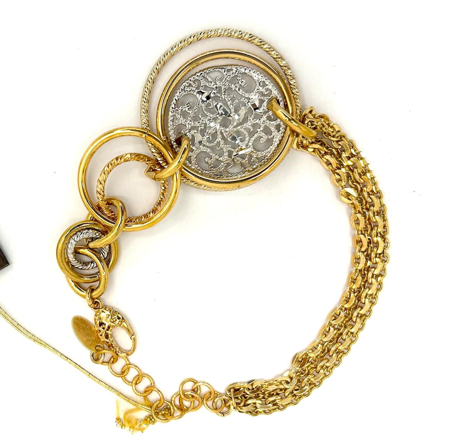Bracciale Ungari Bronzo Donna Dorato Con Centrale Cerchio Argento BELLA _BR004