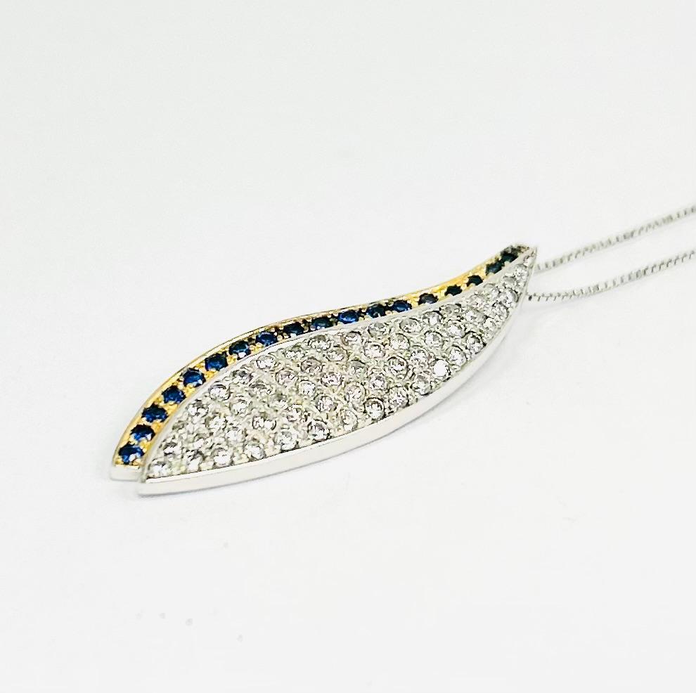 Collana Donna Argento con Pendente Zirconi Bianchi e Blu _ARC002