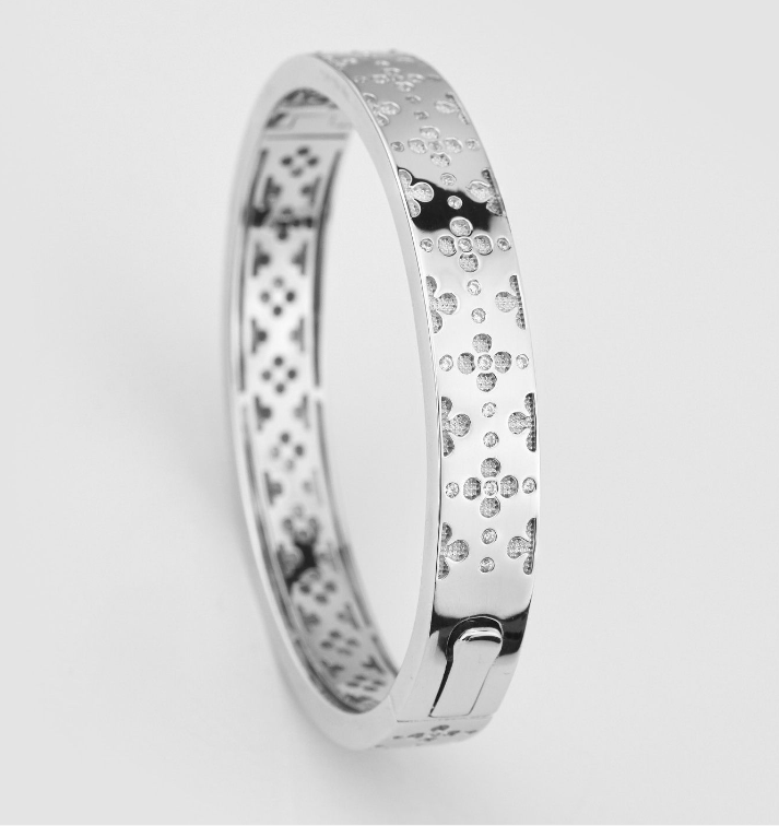 Bracciale Rigido Boccadamo Donna Bronzo Argentato Motivo Floreale e Zirconi _XB1022