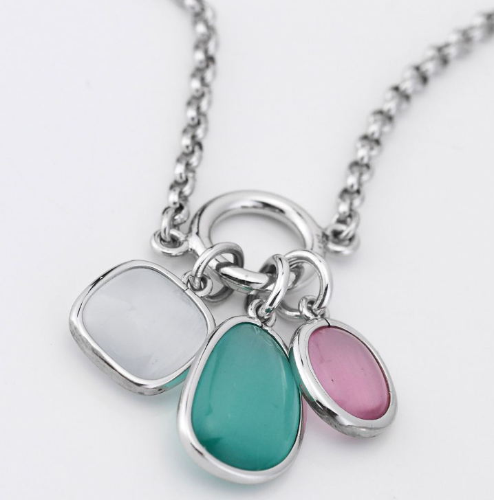Boccadamo Damen-Armband Bronze Kristall Anhänger Farbe Babyrosa Hellblau Weiß _XB1027