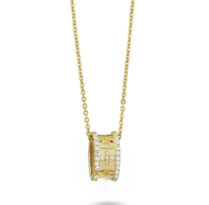 Collana Boccadamo Donna Bronzo Pendente Ovale Motivo Floreale con Zirconi _XGR724D