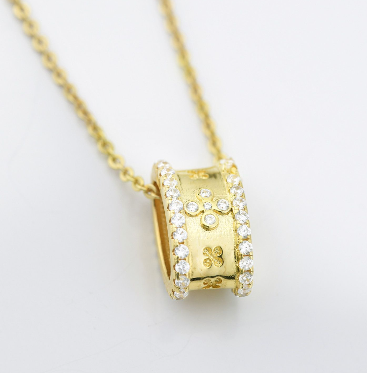 Collana Boccadamo Donna Bronzo Pendente Ovale Motivo Floreale con Zirconi _XGR724D