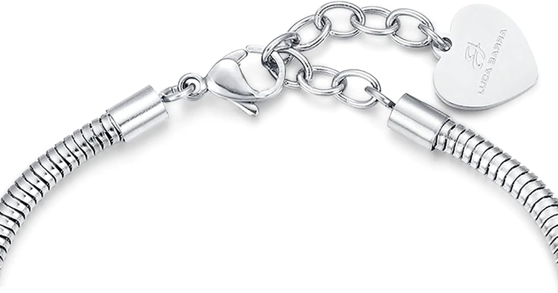 Bracciale Luca Barra Donna Acciaio Argentata Ciondolo Farfalla Cristalli _BK1936