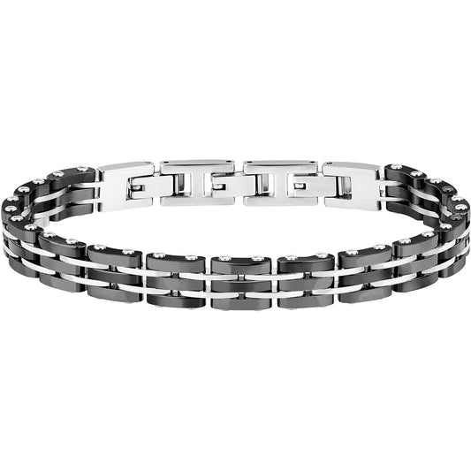 Bracciale Sector Uomo Acciaio Ceramica Nera Maglia Larga _SAFR48