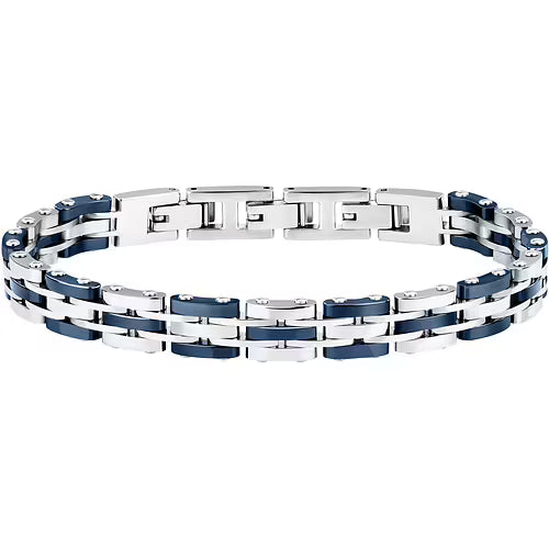Bracciale Sector Uomo Acciaio Ceramica Blu Maglia Larga _SAFR49