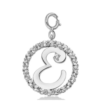 Pendente "E" Donna MILUNA collezione Lettere Topazi Bianchi _PFD857-E