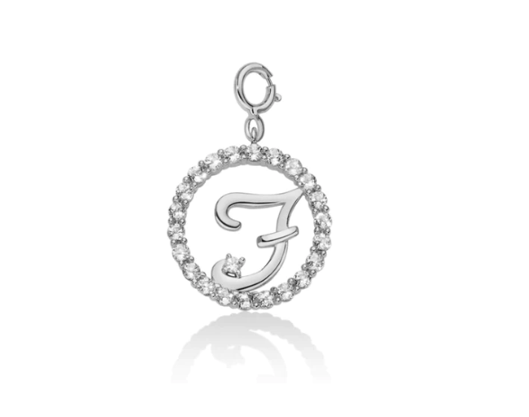 Pendente "F" Donna MILUNA collezione Lettere Topazi Bianchi _PFD857-F