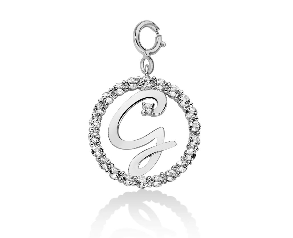 Pendente "G" Donna MILUNA collezione Lettere Topazi Bianchi _PFD857-G
